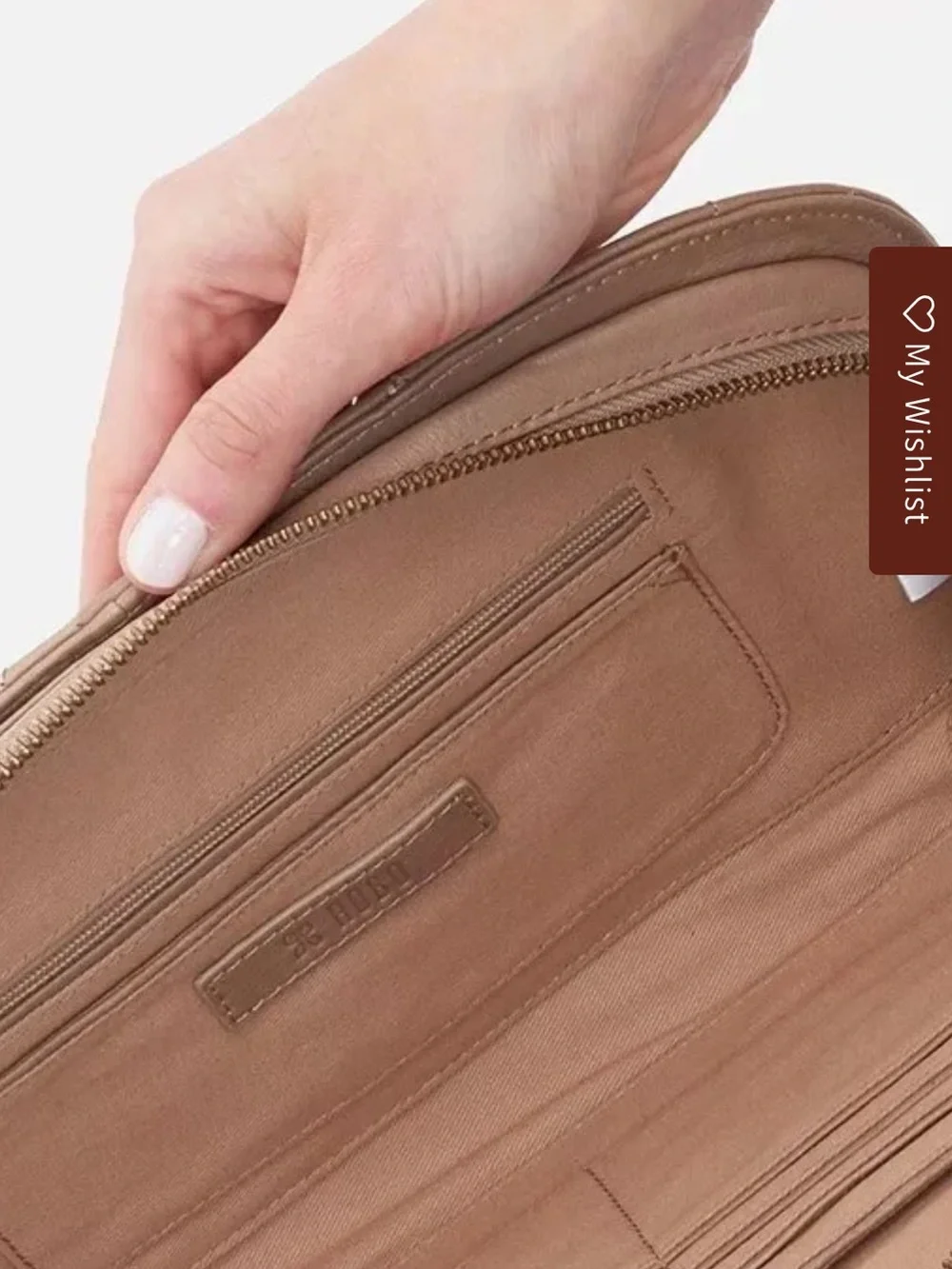 HOBO Quilted Leather clutch in Taupe Beige - Picture 2 of 4